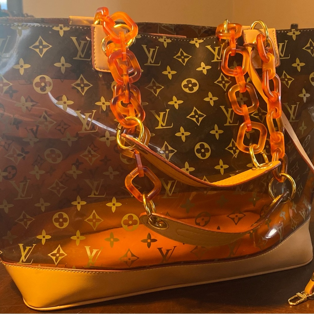 Fancy Amber Monogram Tote with Chain Handles